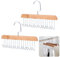 ICEBLUEOR 2 Pack Tie and Belt Hanger for Wardrobe - Anti-Slip Wooden Organiser With 8 Metal Hooks, 360° Rotating Space Saving Rack for Ties, Belts, Bras