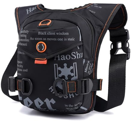 FANDARE Sac de Jambe pour Hommes et Femmes à la Taille, Banane Ceinture de Course, Bandoulière Poitrine pour Voyage Sports Travers Cyclisme Moto - Noir