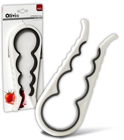 IPEA Abrebotellas multifunción para abrir tarros, latas y tapones de rosca. Abrelatas multiusos de plástico de cocina para desenroscar el tarro o el tapón de bebidas y alimentos – Abrebotellas
