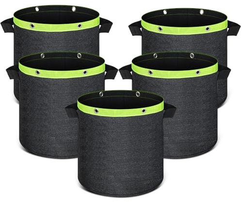 INYEEXUP Stofftöpfe ,5 Stück Pflanzsack Hochbelastbare Verdickte Stofftopf mit Griffen, Vliesstoff pflanzentopf Pflanzsack für Terrasse Balkon ＆ Garten (5 Gallonen)