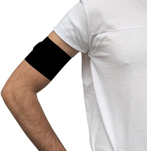 Glico Line Fascia Protettiva per Diabete Unisex per Adulti e Bambini, Fascia Braccio Copri Sensori Glicemici e Micoinfusori, Made in Italy, Nero, M