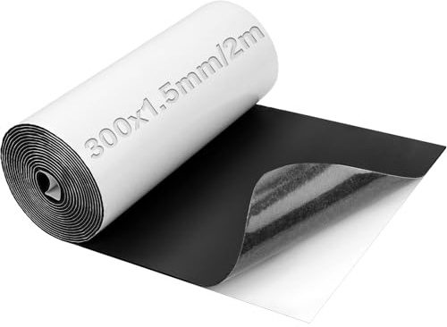 Mbsomnus skumgummi självhäftande, 300 mm x 1,5 mm x 2 m skum självhäftande neopren cellgummi metervara skumplatta svart för golv väggar fordonsskydd gör-det-själv hantverk