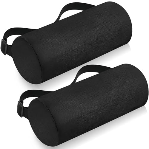 2 Pack Lumbar Roll Pillow for Lower Back Support, Sponge, Washable Cover | Lumbar Support Roll Cushion with Adjustable Strap, Car Cylinder Neck Pillow for Office Chair, Bed and Travel