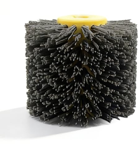 Spazzola abrasiva in nylon #120, grana 120 x 100 mm, diametro 120 mm, spazzola per lucidatura, spazzola per rasatura, spazzola per levigare legno, metallo e metallo non ferroso