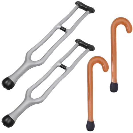 VALICLUD Set 4 Pezzi Stampelle Giocattolo Gonfiabili in PVC Leggere e Resistenti Oggetti di Scena per Feste e Cosplay Accessori Gonfiabili Bastoni da Passeggio per Eventi e Spettacoli