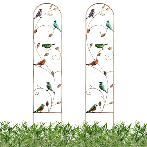 MEIYIFAN 2 confezioni da 60 pollici di traliccio da giardino in metallo,obelisco da giardino alto per piante rampicanti recinzione ad arco traliccio per patio esterno prato cortile giardino (Uccello)