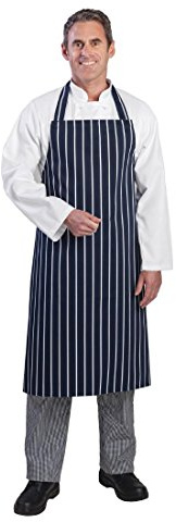 Whites Chefs Clothing Butchers Apron, Navy Blue with White Stripe, Unisex, Hardwearing Polycotton Apron, Size: 965(L)x711(W)mm, Machine Washable, A530