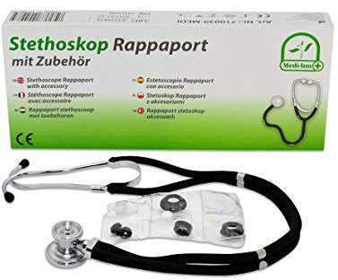 Rappaport Double Stéthoscope Tête avec Accessoires de Medi-Inn Couleur:Noir PZN 04459008