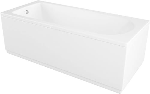 VeeBath Rosina Bathroom White Gloss Bath Single Ended Curved Acrylic Bathtub with Adjustable Feet - 1600 x 700mm