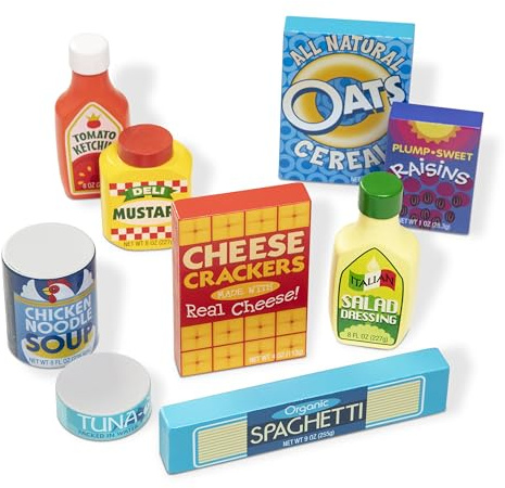 Melissa & Doug Wooden Pantry Products Play Food Set (9 pcs)