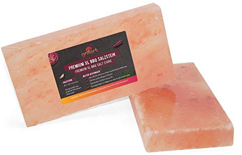 grillart Premium XL Piedra de Sal para Asar (Paquete de 2) - Barbacoa Piedra de Sal para un Sabor Especial - Tabla de Sal Original para Asar a la Parrilla