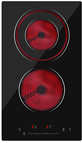 Table de Cuisson Vitrocéramique 2 Feux, Plaque Vitrocéramique 2 Foyers, Double Plaque à Vitroceramique Électrique, 3200W, 29cm, Encastrable, Minuteur Multi-zones (Nouveau)