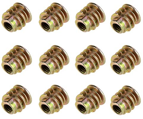 FTVOGUE 50 unidades aleación de zinc M4 x 8 mm de aleación de zinc inserto roscado tuercas de rosca interior hexágono tuercas de fijación para inserción d e madera per Combinación de muebles