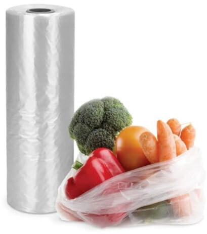 500 Polythene Bags on a Roll Fruit Vegetable Clear Plastic Butchers Counter Bags Size 9x14
