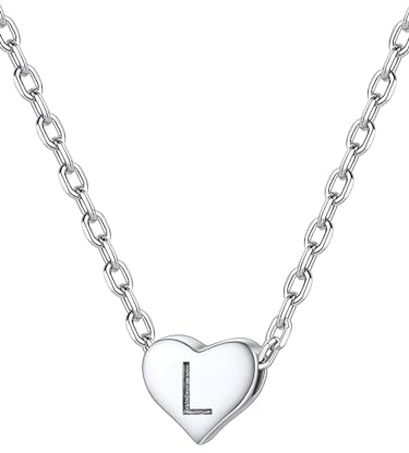 Letter L Necklace Sterling Silver Heart Necklace s925 Letter Pendant Necklace for Women Cute Necklace Choker Gifts for Mum Initial Necklace