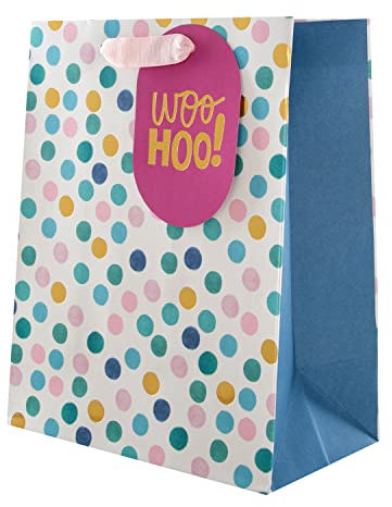Hallmark Mittelgroße Geschenktüte für verschiedene Anlässe – rosa und blaue Punkte
