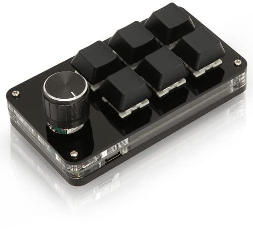 Mini Tastiera Meccanica a 6 Tasti, Tastiera Programmabile Fai-da-te per PC USB con 1 Manopola, Tastiera Meccanica Macro a Una Mano con Retroilluminazione RGB per Ufficio, Giochi, Musica, Media, Ecc.