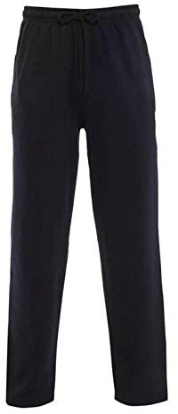 Style Lockers Mens Open Hem Jogging Pants - Plain Bottoms Joggers Fleece Pants Active Wear Gym Sports Sweatpants Yoga Trousers Black X-Large