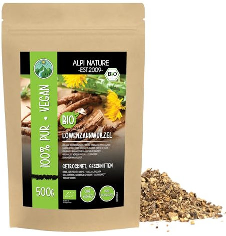 Alpi Nature Racine de Pissenlit BIO 500g, Racine Séchée et Coupée pour Pissenlit Tisane, Thé en Vrac