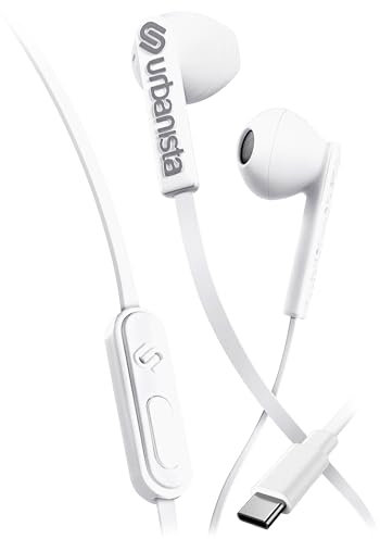 Urbanista Écouteurs filaires, écouteurs USB C, Gestion des appels sans enchevêtrement, Filaire avec Microphone, Casque USB de Type C, Bouton d'entrée stéréo Filaire, San Francisco, Blanc
