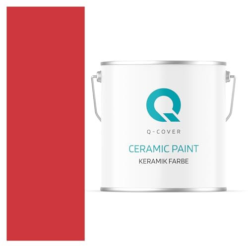 Q-COVER Vernice Ceramica 5L (ca. 35m²) Rosso Fuoco Vernice per Pareti Vernice per Interni Lavabile Classe 1 Vernice Opaca Vernice per Soffitti Resistente all'Abrasione Cucina Bagno Scale Ceramica Alta