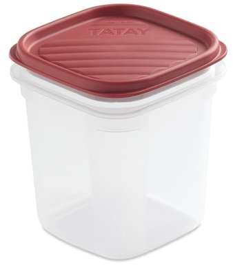 Tatay Tupper Hermético 0,7L Top Flex | Tapa a Presión | Recipientes Herméticos Para Alimentos | Apto Microondas, Lavavajillas, Nevera, Congelador | Plástico Libre de BPA | 10x10x11,7 cm, Rojo