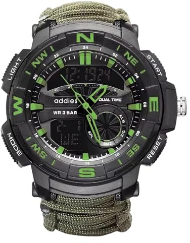 XFLHXY Reloj Táctico de Supervivencia 23 en 1 para Hombre, Multifuncional, Resistente al Agua, con Brújula, Silbato, Termómetro y Pulseras de Paracord(Color2)