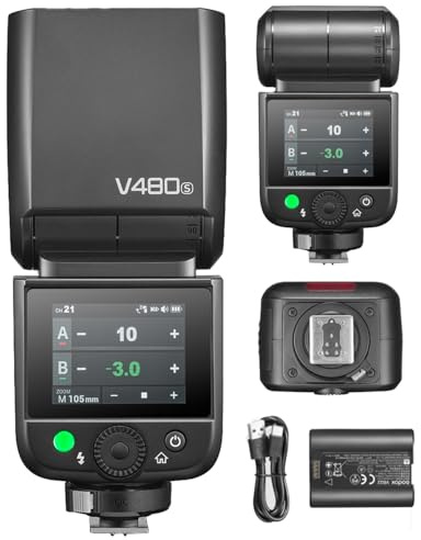 Godox V480 S Blitz für Sony Kameras,V480-S TTL Kamerablitz mit Diffusor und Touchscreen,GN50 1/8000 HSS 7.2 V/2200 mAh Akku,V480S Godox Blitz Kompatibel mit Sony Alpha A9 III a7III a6700 a6400 ZV-E10
