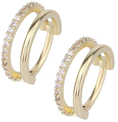 Mikovivi Boucles d’Oreilles Cartilage en Titane pour Femmes, Boucles d’Oreilles Piercing Conque Double Anneau 13mm CZ avec Zircone Cubique Bijoux Piercing pour Tragus Daith Septum (Or)