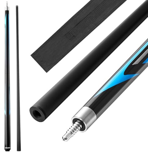 VEVOR Stecca da Biliardo per Principianti da 1 Pezzo, Stecche da Salto da 1473,2 mm e 554g, con Asta in Fibra di Carbonio e Calcio in Acero per Adulti, Casa, Ufficio, Applicazioni Multiple, Nero