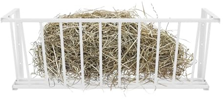 HOMEONENIC Râtelier à foin mural 113,65 l Porte-foin suspendu 102 x 24 x 40 cm pour nourrir les moutons, les chèvres et les chevaux (blanc)