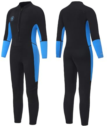 Lemorecn 2.5mm Kids Wetsuit for Boys Girls, Youth Ultra Stretch Neoprene | Full Wetsuits Front Zipper, Full Body Diving Suit, Keep Warm in Cold Water, Thermal Swimsuit for Diving Surfing Swimming