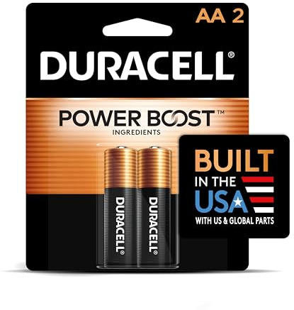 Duracell Coppertop AA Batteries with Power Boost Ingredients, 2 Count Pack Double A Battery with Long-lasting Power, Alkaline AA Battery for Household and Office Devices