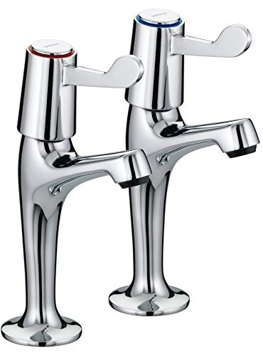 Bristan VAL HNK C CD Value Lever High Neck Pillar Kitchen Sink Taps with 3 (76mm) Levers, Chrome