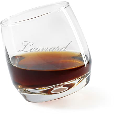 Herz & Heim® Rocking Whisky Glas/schräges Whiskyglas mit Gravur Name