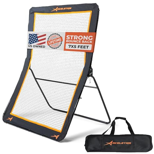 ACELETIQS Lacrosse Rebounder for Backyard 5x7 Feet Baseball Rebounder Volleyball Rebounder - Lacrosse Ball Pitchback, Throwback, Bounce Back Training Wall [Carry Bag Included]