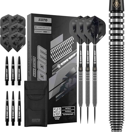 KOTO - Zoom Black Electro 90% Darts 25 G, Schwarz, Dartpfeile Inkl. 3 Barrels, 3 Flights & 3 Shafts