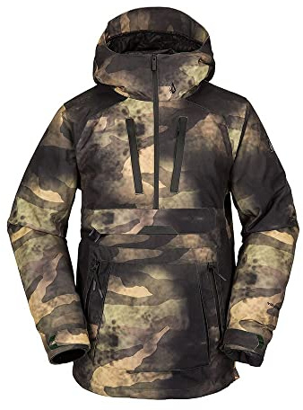Volcom Men's Brighton Pullover Anarok Hooded Snowboard Jacket, Camouflage S3, Medium