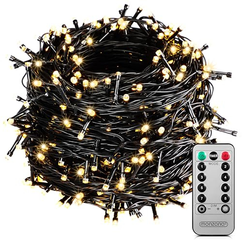 Monzana® 400 LED Lichterkette 40m mit Fernbedienung Timer Innen Außen 8 Modi Dimmbar IP44 Wetterfest Stecker Weihnachten Weihnachtsbeleuchtung Warmweiß