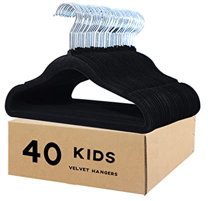 haweeli Grucce Appendiabiti in velluto per bambini, Lunga 29,5 cm, Set di 40