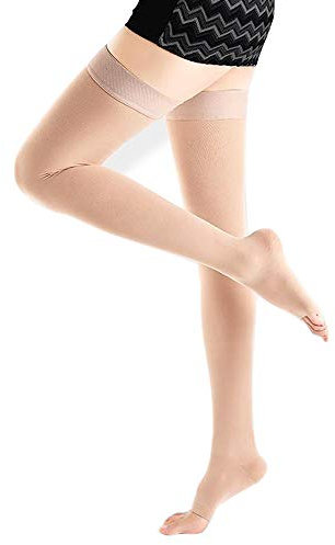 GPAR PREMIUM Medizinische Kompressionsstrümpfe Offener Zeh, Klasse 2, 23-32 mmHG, Für Krampfadern, Ödeme, Beinschmerzen, geschwollene Füße, Besenreiser - Unisex (BEIGE, 3XL)
