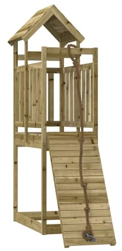 vidaXL Spielturm, Klettergerüst mit Kletterwand, Kinder Kletterturm mit Holzdach, Spiel-Zubehör für Garten, Holz Spielplatz, Imprägniertes Kiefernholz