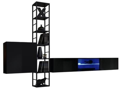 PRICE FACTORY just for you Ensemble Meubles de Salon Style Industriel Switch M6. Coloris Noir.