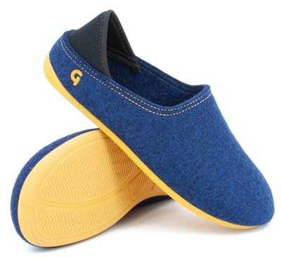 Gottstein filttoffel ull slip-on gjord av muläsfri får-ny ull – handgjorda tofflor av ullfilt för kvinnor och män storlek EU 36 – filttofflor med halkfri gummisula, Midnight Lux, 45 EU