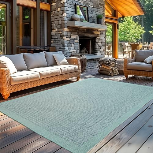 Carpetsale24 Alfombra Exterior Interior Resistente a la Intemperie, Impermeable 160x230 cm Azul - Alfombra de Cocina de Tejido Plano, Unicolor - Alfombras Exterior para Balcón, Terraza y Jardín