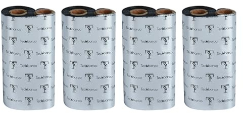 Lot de 4 rouleaux de ruban transfert thermique de bureau 110 mm x 74 m cire améliorée noyau de 1,3 cm avec bobine vide pour imprimantes de bureau Zebra