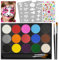 Jsdoin Kinderschminke Set, Waschbar 15 Farben Schminkfarben Schminkpalette für Kinder und Erwachsene, Ostern, Kinderschminke Fasching mit 2 Pinsel, 40 Tattoos Vorlagen und Glitzernde Perlenaufkleber