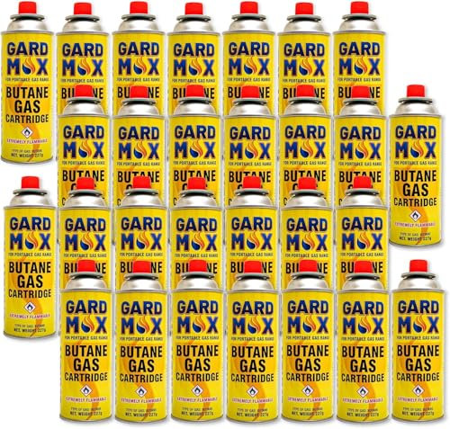 HBL 28 Pack Butane Gas Canister– Premium Gas Canister for Camping Stove- Adjustable Camping Gas Canisters- Weed Burner Butane Gas - Camping Gas Canister for Cooking, BBQ etc (28 Pack)