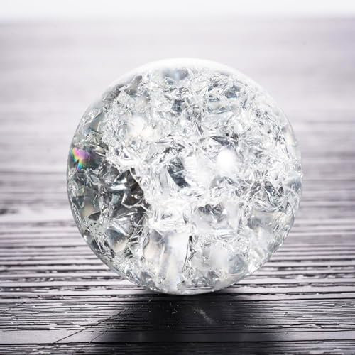 Crystal Suncatcher, Cracked Crystal Glass Ball, Decorative Ice Crack Sphere for Fountain, Rockery, Bonsai, Tabletop Water Features(3.93in/100mm)