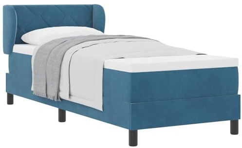 vidaXL Letto a molle con materasso Blu scuro 80 x 200 cm Velluto, Letto regolabile in altezza, telaio in velluto, design moderno, struttura solida, stile minimalista, comfort per dormire, estetica